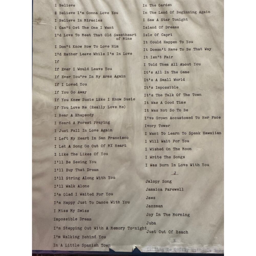 Vintage Album Collection of Songs Alphabetic (I-J) Titles 60+ Sheet Music Songs